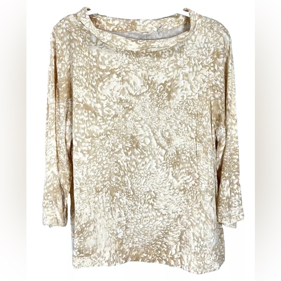 Soft Surroundings Adrienne Top Sz Large Golden Tan Cream Cowl Neck Shirt - Picture 1 of 9
